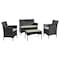 Manhattan Comfort Imperia Steel Rattan 4-Piece Patio Conversation Set with Cushions in Cream OD-CV008-CR - alternate 1